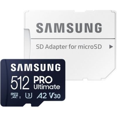 image Samsung Carte Mémoire MicroSDXC, PRO Ultimate MB-MY512SA/WW, 512 Go, vitesse de lecture jusqu'à 200 Mo/s, fournie avec adaptateur SD