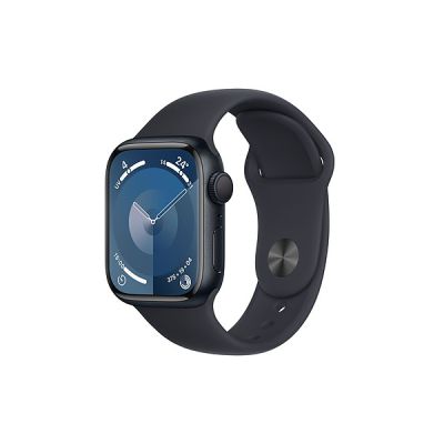 image Apple Watch Series 9 (41 mm GPS) Smartwatch avec boîtier Aluminium et Bracelet Sport Minuit (S/M). Suivi de l’activité Physique, apps Oxygène sanguin et ECG, écran Retina Toujours activé
