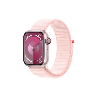 image Apple Watch Series 9 (41 mm GPS + Cellular) Smartwatch avec boîtier en Aluminium Rose et Boucle Sport Rose pâle. Suivi de l’activité Physique, apps Oxygène sanguin et ECG, Neutre en Carbone