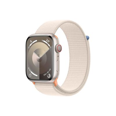 image Apple Watch Series 9 (45 mm GPS + Cellular) Smartwatch avec boîtier en Aluminium et Boucle Sport lumière stellaire. Suivi de l’activité Physique, apps Oxygène sanguin et ECG, Neutre en Carbone