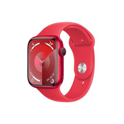 image Apple Watch Series 9 (45 mm GPS) Smartwatch avec boîtier Aluminium et Bracelet Sport (Product) Red (S/M). Suivi de l’activité Physique, apps Oxygène sanguin et ECG, écran Retina Toujours activé