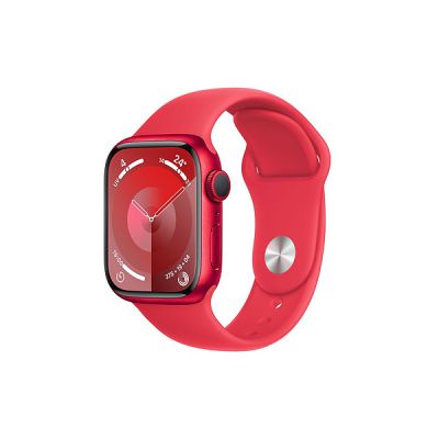 image Apple Watch Series 9 (41 mm GPS) Smartwatch avec boîtier Aluminium et Bracelet Sport (Product) Red (S/M). Suivi de l’activité Physique, apps Oxygène sanguin et ECG, écran Retina Toujours activé