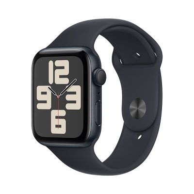 image Apple Watch SE (2ᵉ génération, 2023) (44 mm GPS) Smartwatch avec boîtier en Aluminium et Bracelet Sport Minuit - M/L. Suivi de l’activité Physique et du Sommeil, détection des Accidents, écran Retina