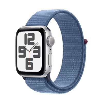image Apple Watch SE (2ᵉ génération, 2023) (40 mm GPS + Cellular) Smartwatch avec boîtier aluminium Argent et Boucle Sport Bleu d’Hiver. Suivi de l’activité Physique et du Sommeil, Neutre en Carbone