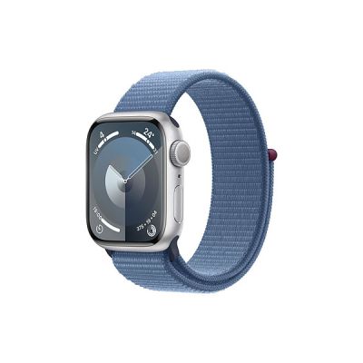 image Apple Watch Series 9 (41 mm GPS) Smartwatch avec boîtier en Aluminium Argent et Boucle Sport Bleu d’Hiver. Suivi de l’activité Physique, apps Oxygène sanguin et ECG, Neutre en Carbone