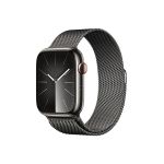 image produit Apple Watch Series 9 (45 mm GPS + Cellular) Smartwatch avec boîtier en Acier Inoxydable et Bracelet Milanais Graphite. Suivi de l’activité Physique, apps Oxygène sanguin et ECG, résistance à l’Eau