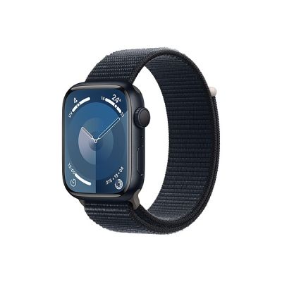 image Apple Watch Series 9 (45 mm GPS) Smartwatch avec boîtier en aluminium et Boucle Sport minuit. Suivi de l’activité physique, apps Oxygène sanguin et ECG, écran Retina toujours activé, neutre en carbone