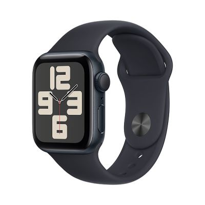 image Apple Watch SE (2ᵉ génération, 2023) (40 mm GPS) Smartwatch avec boîtier en Aluminium et Bracelet Sport Minuit - S/M. Suivi de l’activité Physique et du Sommeil, détection des Accidents, écran Retina