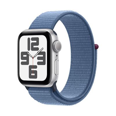 image Apple Watch SE (2ᵉ génération, 2023) (40 mm GPS) Smartwatch avec boîtier Aluminium Argent et Boucle Sport Bleu d’Hiver. Suivi de l’activité Physique et du Sommeil, écran Retina, Neutre en Carbone