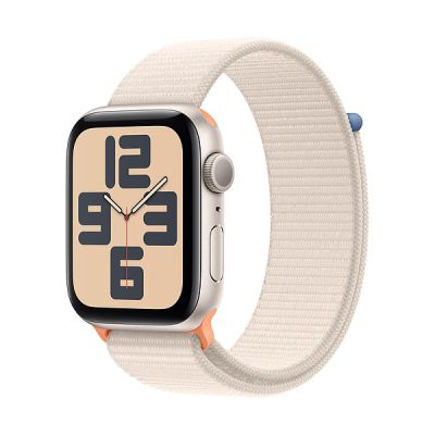 image Apple Watch SE (2ᵉ génération, 2023) (44 mm GPS + Cellular) Smartwatch avec boîtier aluminium et Boucle Sport lumière stellaire. Suivi de l’activité Physique et du Sommeil, Neutre en Carbone