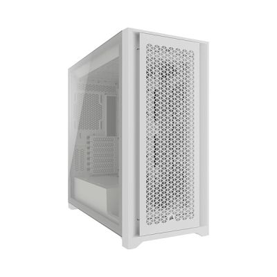 image CORSAIR 5000D Core Airflow Boîtier PC ATX Mid Tower - Aucun Ventilateur Inclus - Panneau Latéral en Verre - Design à Haut Débit d'air - Intérieur Spacieux pour Plusieurs Radiateurs 360mm - Blanc