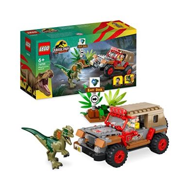 image LEGO 76958 Jurassic Park L'Embuscade du Dilophosaure, Jouet Dinosaure et Voiture Jeep pour Garçons, Filles, Enfants Dès 6 Ans, avec Figurine Dino, Jeu Collection 30ème Anniversaire