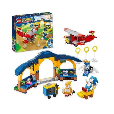 image LEGO 76991 Sonic the Hedgehog L’avion Tornado et l'Atelier de Tails, Jeu à Construire avec 4 Figurines de Personnages, dont un Clucky et un Buzz Bomber, Jouet pour Enfants, Garçons et Filles Dès 6 Ans