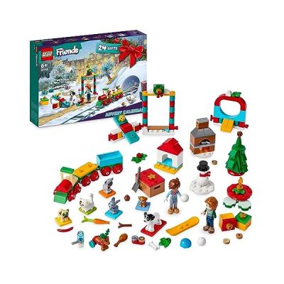 image LEGO 41758 Friends Le Calendrier de l’Avent 2023, avec 24 Cadeaux Surprises dont 8 Figurines d'Animaux, 2 Mini-Poupées et des Jouets Festifs, Cadeau de Noël pour Filles, Garçons, Enfants