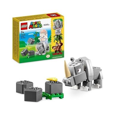 LEGO 71420 Super Mario Ensemble d'Extension Rambi Le Rhinocéros, Jouet avec Figurine Animale à Construire, Idée Petit Cadeau à Combiner avec Un Pack de démarrage
