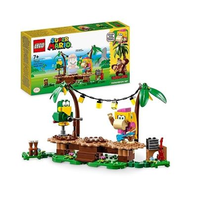 image LEGO Super Mario Ensemble d'Extension Concert de Dixie Kong dans la Jungle, Jouet à Construire à Combiner avec Un Pack de Démarrage, Inclut Dixie Kong et Squawks Le Perroquet 71421