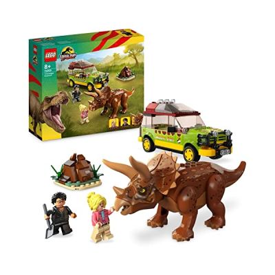image LEGO 76959 Jurassic Park La Recherche du Tricératops, Jouet de Figurine de Dinosaure avec Voiture Ford Explorer pour Garçons, Filles, Enfants Dès 8 Ans, Collection 30ème Anniversaire