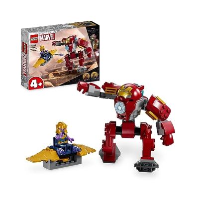 image LEGO Marvel La Hulkbuster d’Iron Man Contre Thanos, Jouet pour Enfants Dès 4 Ans, Action de Super-Héros Basée sur Avengers : Infinity War, avec Figurine à Construire, Avion et 2 Minifigurines 76263