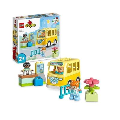 LEGO Duplo Het busritje Set, Educatief Speelgoed voor het Verbeteren Van de Fijne Motoriek, met Voertuig en Figuren, Cadeau voor 2+ Jaar Oude Peuters, Jongens en Meisjes 10988