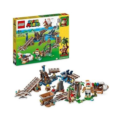 image LEGO Super Mario Ensemble d'Extension Course de Chariot de Mine de Diddy Kong, Construisez Le Niveau Emblématique, Jouet d'avion à Construire et 4 Personnages, pour Enfants, Garçons et Filles 71425