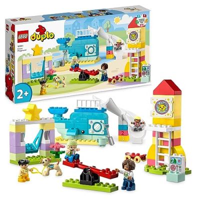 LEGO 10991 Duplo L’Aire de Jeux des Enfants, Jouet de Construction pour Enfants Dès 2 Ans avec Baleines et Fusées, pour Aider à Apprendre Les Lettres, Les Chiffres et Les Couleurs avec des Briques