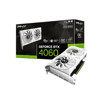 image PNY Carte Graphique GeForce RTX™ 4060 8GB XLR8 Gaming Verto Dual Fan OC White Edition DLSS 3