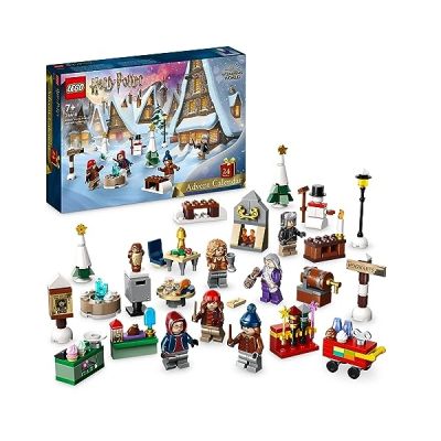 image LEGO 76418 Harry Potter Le Calendrier de l’Avent 2023, avec 24 Cadeaux de Noël Dont 18 Sets du Village de Pré-au-Lard et 6 Minifigurines, Jouets de Noël pour Filles, Garçons et Fans