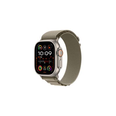 image Apple Watch Ultra 2 (49 mm GPS + Cellular) Smartwatch avec boîtier en titane robuste et Boucle Alpine olive - Large. Suivi de l’activité physique, GPS haute précision, bouton Action, neutre en carbone
