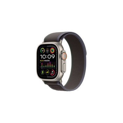 image Apple Watch Ultra 2 (49 mm GPS + Cellular) Smartwatch avec boîtier en Titane Robuste et Boucle Trail Bleu/Noir M/L. Suivi de l’activité Physique, GPS Haute précision, Bouton Action, Neutre en Carbone