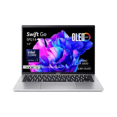 image PC portable Acer Swift Go 14"OLED 2.8K 90 Hz Intel Core Ultra 7 155H RAM 16 Go LPDDR5X 1 To SSD Puce Graphique Intel ARC