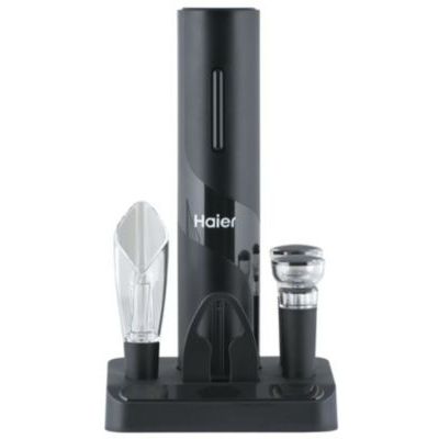 image HAIER - Tire Bouchon 5-en-1 - Kit d'ouvre-bouteilles vin, bec verseur et aérateur, coupe-capsule, 2 Bouchons de Vin - Qualité Premium