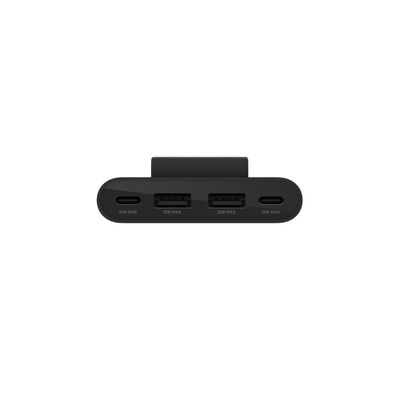 image Belkin Hub 4 ports USB (câble intégré de 2 m, 2 ports USB-C et 2 ports USB-A, adaptateur secteur USB 30 W, recharge rapide pour iPhone 14 et Samsung Galaxy S23, design écoresponsable et clip amovible)