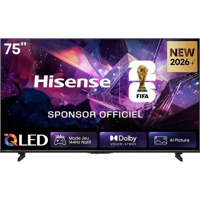 Hisense 75E7S Pro - TV QLED Gaming 75" (189 cm), 4K UHD, 144Hz Natif, Dolby Vision IQ & Atmos, HDMI 2.1, FreeSync Premium, Smart TV VIDAA U9.5, Contrôle Vocal Alexa Intégré, Modèle 2026