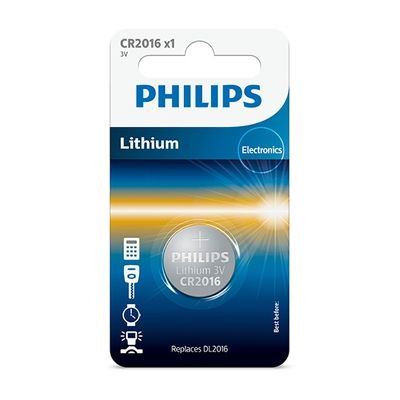 image PHILIPS Blister 1 Pile Bouton Lithium (CR2016, DL2016) 3.0V 57mAh