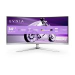 image produit Philips Evnia 34M2C8600 - Moniteur de Jeu incurvé OLED WQHD de 34 Pouces, 175 Hz, Ambiglow, HDR400, FreeSync Premium Pro, G-Sync Comp.(3440x1440, 0,1 ms GtG,HDMI,DisplayPort,USB-C,Hub USB) Gris/Blanc - livrable en France