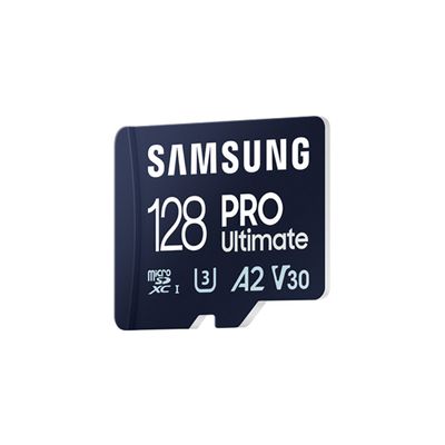 image Samsung Carte Mémoire MicroSDXC, PRO Ultimate MB-MY128SA/WW, 128 Go, vitesse de lecture jusqu'à 200 Mo/s, fournie avec adaptateur SD