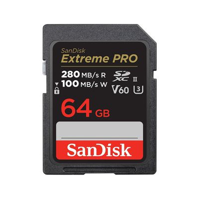 image SanDisk 64 Go Extreme Pro, Carte SDXC jusqu'à 280 Mo/s UHS-II Class 10 U3 V60