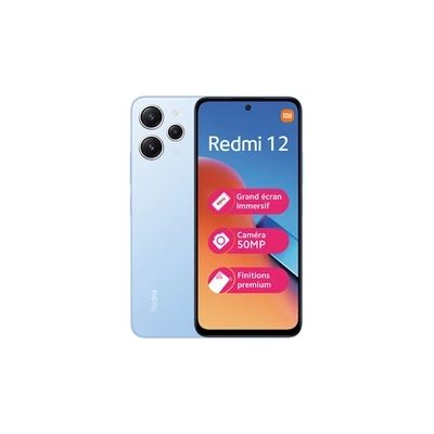 Xiaomi Redmi 12 8/256 Go, Triple caméra arrière de 50MP avec IA, Charge Rapide Filaire 18W,Bleu Ciel UE