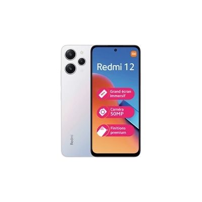 Xiaomi REDMI 12 8/256GO 4G Polar Silver, Ecran de 6.8'', Smartphone Débloqué, Batterie mAh 5000, Mémoire ROM 256 GO,RAM 8 GO, Android 12, Processeur MediaTek Helio G88 Octocore Jusqu’à 2,0GHz