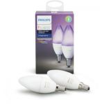 image produit Philips Hue Pack de 2 Ampoules Connectées White & Color flamme E14 - Fonctionne avec Alexa + Smart Button bouton télécommande intelligent connecté