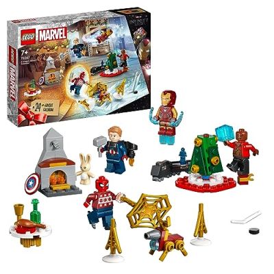 LEGO 76267 Marvel Le Calendrier de l’Avent des Avengers 2023, avec 24 Cadeaux incluant Captain America, Spider-Man, Iron Man et d'autres Minifigurines de Super-Héros, Cadeau de Noël pour Enfants