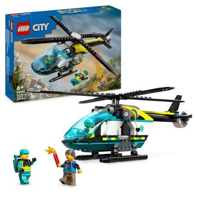 LEGO City L’Hélicoptère des Urgences Jouet pour Enfants de Construction Créative, Cadeau pour Garçons et Filles de 6 Ans ou Plus, Minifigurines : Pilote, Randonneur et Sauveteur 60405