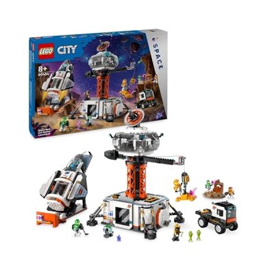 image LEGO City La Station Spatiale et la Base de Lancement de Fusées, Jouet sur l'espace, Cadeau pour Enfants Dès 8 Ans, 6 Minifigurines, Jouet de Robot et 2 Figurines d'Extraterrestres 60434