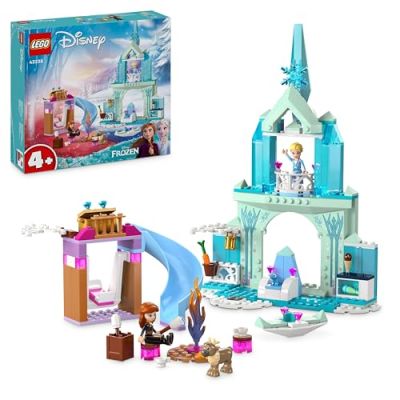 LEGO Disney Princess Le Château de Glace d’Elsa, Jouet de Princesse La Reine des Neiges, 2 Figurines Animales et Mini Poupées Elsa et Anna, Cadeau pour Filles et Garçons Dès 4 Ans 43238