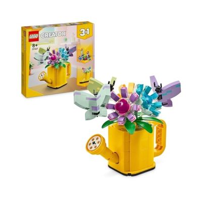 LEGO Creator 3-en-1 Les Fleurs dans l’Arrosoir, Jouet de Chambre d'enfant, avec Arrosoir, Bouquet de Fleurs, Bottes en Caoutchouc ou 2 Oiseaux, Cadeau Créatif pour Filles et Garçons de 8 Ans 31149