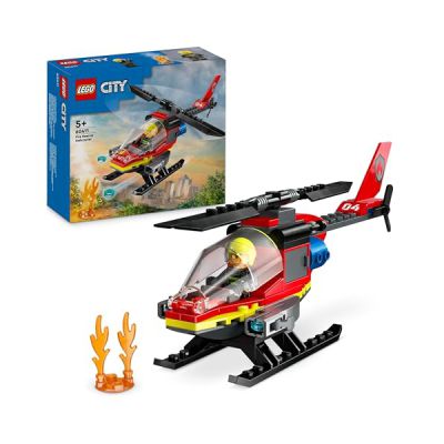 image Lego City L’Hélicoptère de Secours des Pompiers, Ensemble de Construction avec Minifigurines de Pilote Pompier, Cadeau pour Garçons et Filles de 5 Ans ou Plus, Jeu Imaginatif 60411