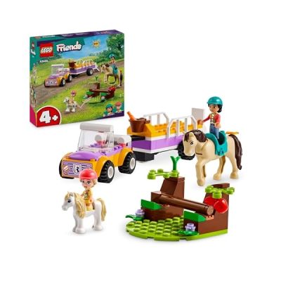 LEGO Friends La Remorque du Cheval et du Poney - Jeu avec Mini-Poupées de Liann & Zoya - Figurines de Cheval & Poney - Maquette de Voiture & Accessoires - Cadeau Original pour Fille dès 4 Ans 42634