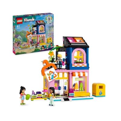 image LEGO Friends La Boutique de Vêtements Vintage, Modèle à Construire avec Les Mini-Poupées Olly, Liann et Jordin et Une Figurine Animale de Chat, Cadeau pour Enfants, Garçons et Filles Dès 6 Ans