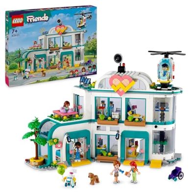 LEGO Friends L’Hôpital de Heartlake City, Jouet avec Hélicoptère et Figurines incluant Autumn et Un Chien, Jeu de Docteur pour Enfants, Cadeau pour Filles et Garçons Dès 7 Ans 42621
