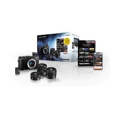 image Appareil photo hybride Panasonic Pack Lumix Gx9 noir + G Vario 12-32mm f/3,5-5,6 + G Vario 35-100mm f/4-5,6 + G 25mm f/1.7 + Abonnement aux formations Photo Jiminy + 2ème Batterie